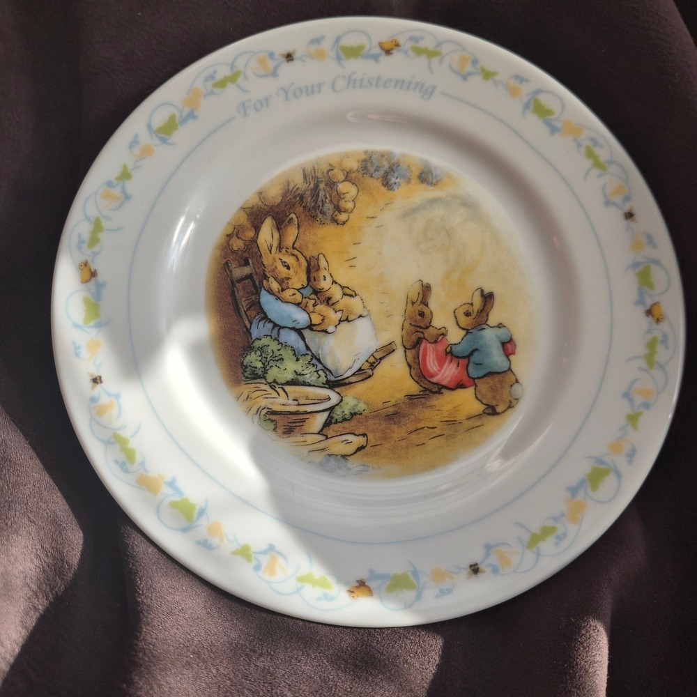Wedgwood Peter Rabbit Christening Plate Beatrix Potter Bone‎ China England 2010